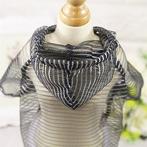 ADSRO Pet Puppy Costume, Summer Breathable Sunscreen Coat Hooded T-Shirt Sun Protection Pinstripe Cooling Vest size L (Black)