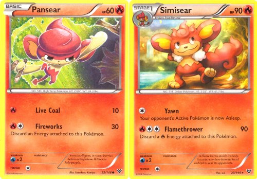 Simisear & Pansear - Rare Pokemon Card Evolution Set (XY #22/146 and #23/146)