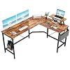 Cubiker Modern L-Shaped Computer Office Desk, Corner Gaming Desk with Monitor Stand, Home Office Study Writing Table…