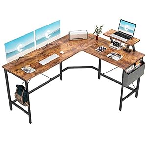 Cubiker Modern L-Shaped Computer Office Desk, Corner Gaming Desk with Monitor Stand, Home Office Study Writing Table…