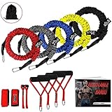 11 in 1 Resistance Band Set Wrapped with Protective Nylon Sleeves, Door Anchor, Ankle Strap, and Resistance Band Carrying Case