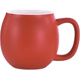 Yundu 12oz Ceramic Mug with Handle, Coffee Mug, Latte Cup, Cappuccino Mugs, Large Belly Shape - Dishwasher &amp; Microwave Safe for Tea (Matte Red)