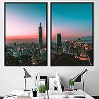 2 Piece Framed Canvas Wall Art Beautiful Sunset Canvas Prints Home Artwork Decoration for Living Room,Bedroom - 16