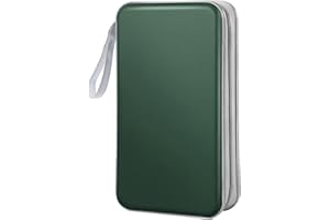 Bivisen CD Case Wallet, 80 Capacity DVD VCD Media Blu-ray Case Wallet Holder Storage Organizer (Dark Green)