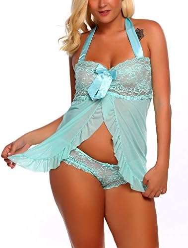 Vestyle Women Plus Size Lingerie Lace Teddy Babydoll Sexy Nightgown Dress