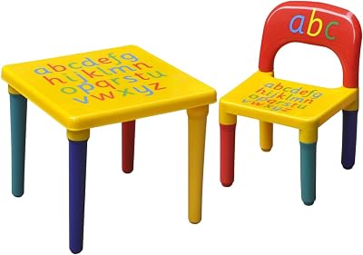 Trendi ABC Alphabet Plastic Table & Chair Set for Kids - Multi-Color