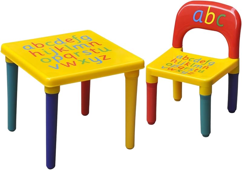 Trendi ABC Alphabet Plastic Table & Chair Set for Kids - Multi-Color