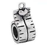 Antique Silver European Tape Measure Seamstress Carpenter Charm Spacer Bead