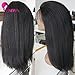 Enoya Natural Looking Italian Yaki Lace Front Wigs/Silk Top Lace Front Wigs Brazilian Remy Human Hair Wigs with Baby Hair for African Americans 130 Density (18