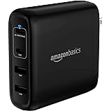 Amazon Basics 100W Four-Port GaN Wall Charger with 2 USB-C Ports(65W+18W)&USB-A Ports (17W) with Power Delivery PD for Laptop