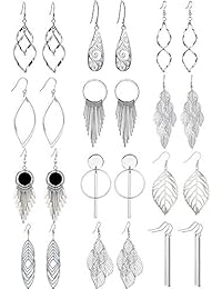 12 Pairs Drop Dangle Earrings hippie ethnic boho Fashion Jewelry funky cheap Vintage Statement Boho Bohemian Earrings Set for Women Gift