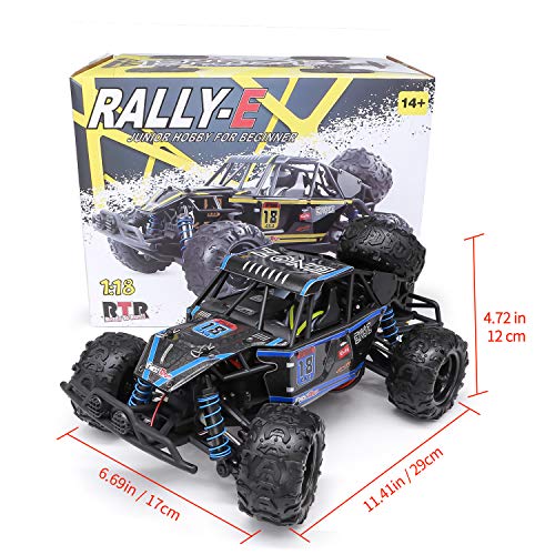 Remote Control Car, 4WD 1:18 Scale High Speed 40+ km/h Off Road Monster Toys RC Truck for Kids and Adults, MiraTekk Waterproof 2.4Ghz Radio Controlled RC Car 2 Rechargeable Batteries for 40+ Min Play