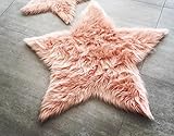 Machine Washable Faux Sheepskin Blush Star Area Rug 3' x 3' - Soft and silky - Perfect for baby's room, nursery, playroom (Star Large Blush)