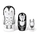 Wee Gallery Set of 3 Nesting Dolls - Woodland Creatures - Owl, Deer, Bunny
