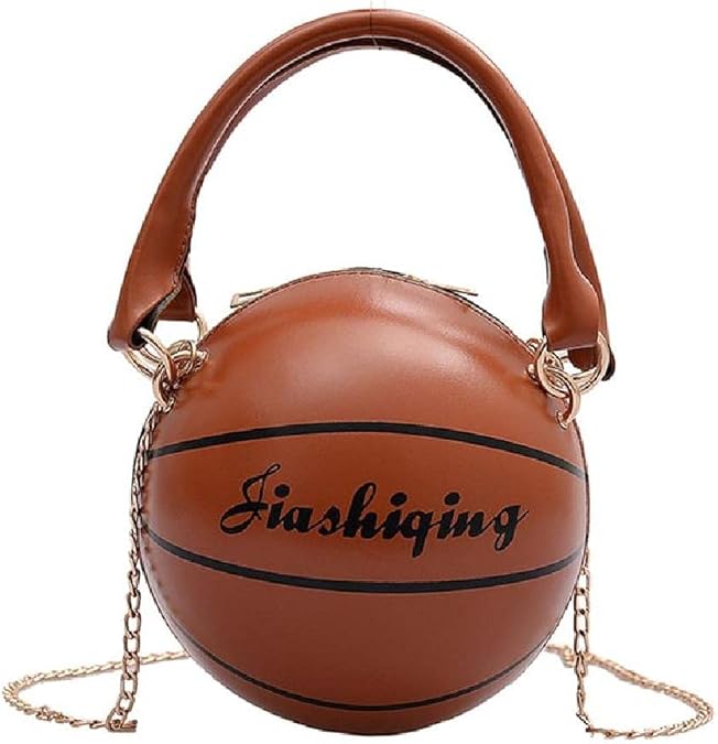 Women Girl Fashion Basketball Shaped PU Leather Handbag Shoulder