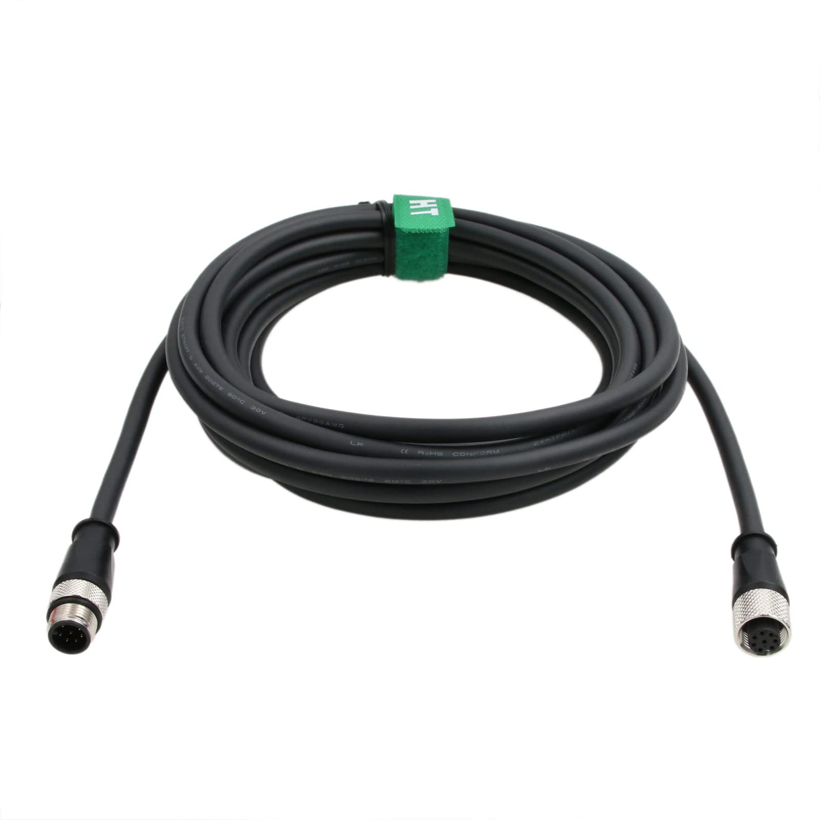HangTon M12 A Coded 8 pin Female to 8 pin Male Cable for Cognex in-Sight Remote Head Camera 10M