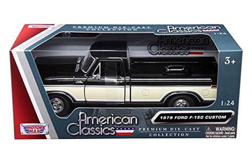 1979 FORD F-150 BLACK/CREAM PICKUP TRUCK 1/24 DIECAST MODEL BY MOTORMAX