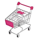 2017 Hot Sale!!!Elevin(TM) MINI Shopping Cart Kids Toy Creative Desktop Shelves Puff Storage Rack Size: 12cmX9.5cmX5cm Jewelry Storage Office Supplies (Pink)