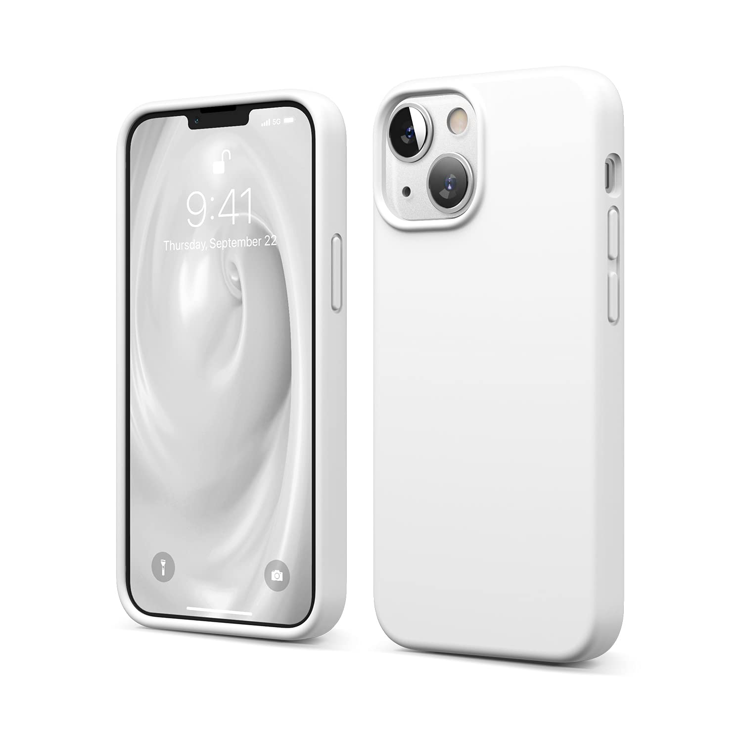 elago Liquid Silicone Case Compatible with iPhone 13 Mini Case (5.4"), Premium Silicone, Full Body Protection - 3 Layer Shockproof Phone Cover, Anti-Scratch Soft Microfiber Lining (White) — image 1