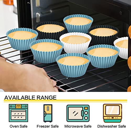 Elyum 12 Pack Silicone Cupcake Liners, Silicone Baking Cups Muffin Cups
