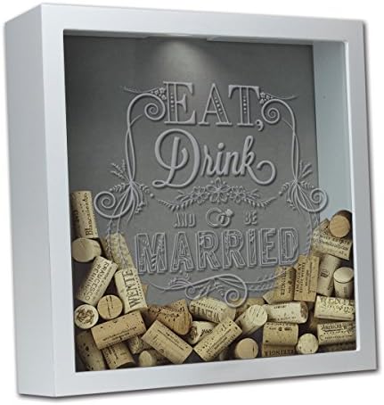 Top Loading Shadow Box in White, 13 X 13 Wedding Shadow Box, Alternate Wedding Guest Book, Eat, Drink, &amp; Be Marries