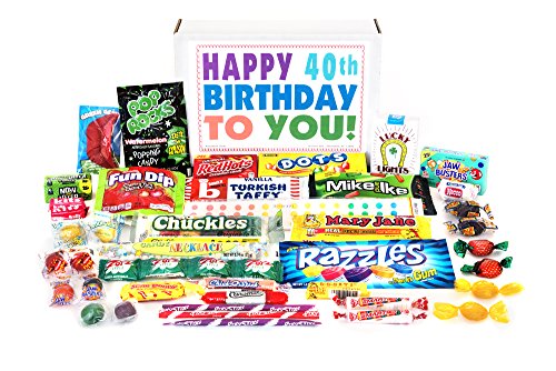 Woodstock Candy Happy 40th Birthday to You for 40 Year Old Man or Woman – Classic Retro Candy Assortment Gift Box Jr .