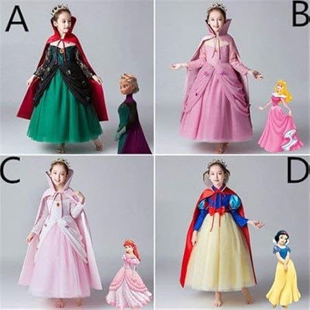 Amazon M 1092ディズニープリンセス 子供用ドレス 仮装 キッズ 白雪姫 コスチューム 女の子 半袖 衣装 コスプレ 子供服 マーメイド パーティ Dタイプ 130 キッズコスチューム おもちゃ