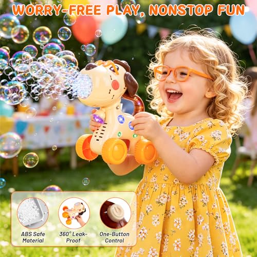 QASUN 2 3 4 Year Old Girl Boy Gifts, 15000+ Bubbles/Min Machine for Kids, Outdoor Garden Bubble Toys with Lights, Toys for 2 3-5 Year Old Girls Boys Indoor, Birthday, Wedding, Party