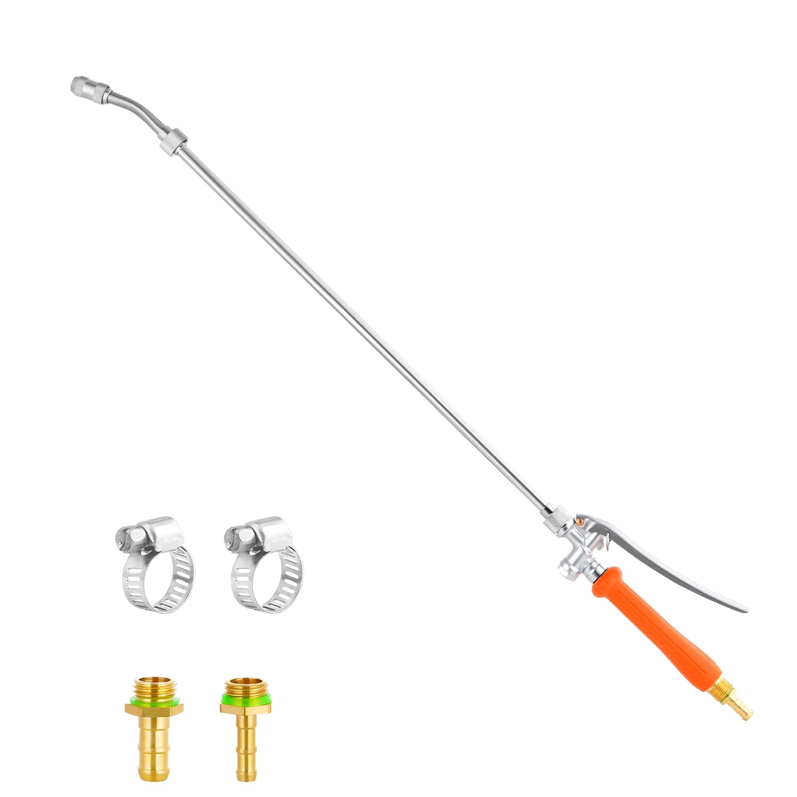 Photo 1 of 29 Inch Spray Wand Replacement, Brass Barb Match 1/4" & 3/8" Sprayer Wand Hoses, Adjustable Nozzle Stainless Steel Sprayer Wand with Shut off Valve for Weed Garden Car Wash (Orange, 29 inches*1)