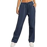 AUTOMET Women's Wide Leg Sweatpants Fleece Lined Baggy Straight Leg Lounge Pants Fall Outfits Athletic Joggers with Pockets