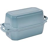 Flavehc Bread Pan Cast Iron Loaf Pan with Lid Bread Loaf Pan 8.5x4.5 Inch Loaf Pan Enameled Cast Iron Sourdough Loaf Pan, LightBlue