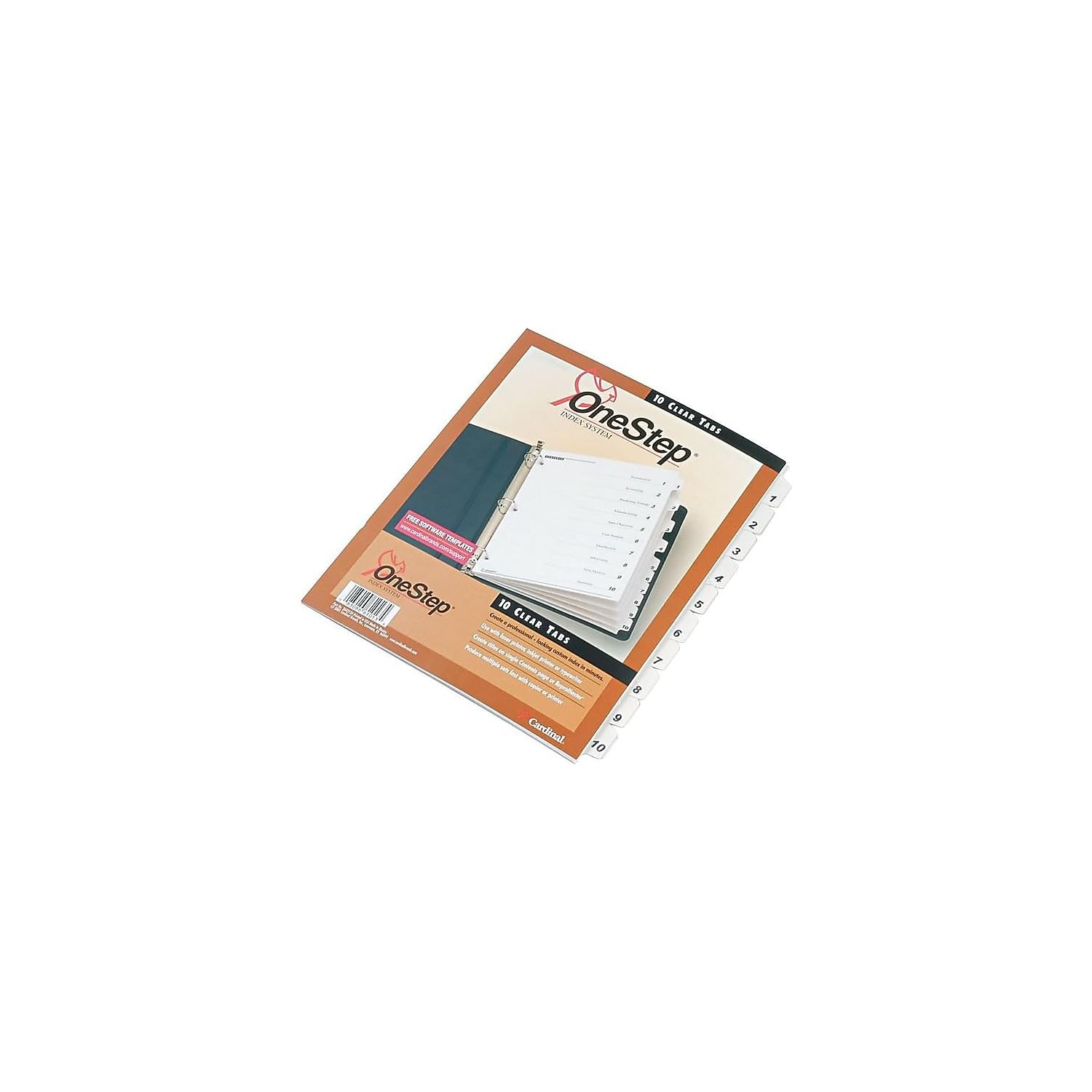 Cardinal Tops 10-Tab Numbered Binder Dividers, OneStep Index System for 3 Ring Ring Binders, White and Black Tabs Numbered 1-10, Reversible Tabs, 1 Set (61013)