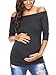 AnnAnn Womens Maternity Tunic Tops Off Shoulder 3/4 Sleeve Classic Side Ruched T-shirt Pregnancy Clothes