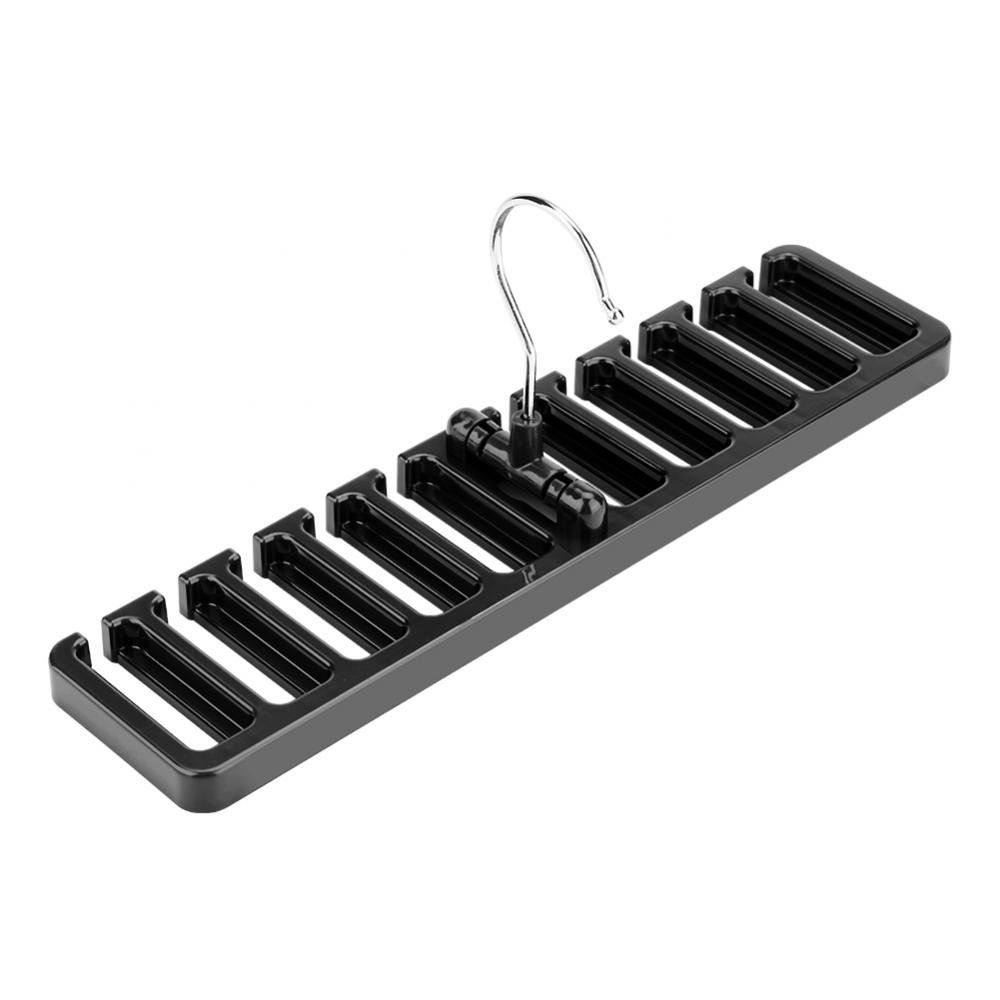 10 Slot Tie Belt Scarf Rack Organizer Sturdy Plastic Closet Wardrobe Space Saver Belt Hanger Holder with Metal Hook(Black)