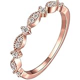 LWLH Jewelry Womens 3mm 18k Rose Gold Plated Cubic Zirconia CZ Love Eternity Promise Ring Wedding Band Szie 6