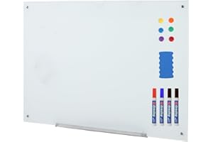 Garvee Frameless Magnetic Glass Whiteboard, Tempered Glass Dry Erase Board, Magnetic, Ultra-Clear Writing Surface, Wall Mount