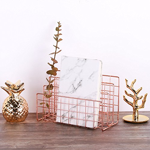 Simmer Stone Desktop Letter Sorter, Organizer for Mails Books Files Brochures Postcards, 3 Slot, Rose Gold/Copper - Thumbnail 4
