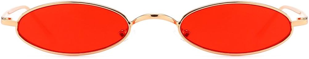 OULII Occhiali da sole vintage ovali con montatura in metallo sottile e  lenti chiare per uomini e donne lenti rosse Abbigliamento Donna  berjaya.edu.my