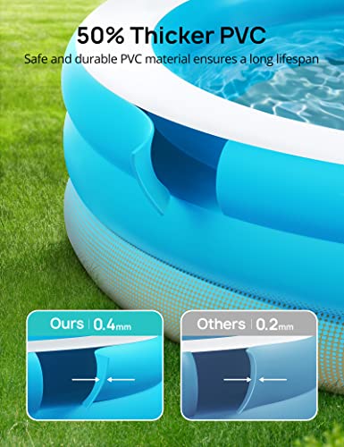 Evajoy Inflatable Kiddie Baby Pool, 3 Rings Full-Sized Inflatable Swimming Family Pool with Seats, 88