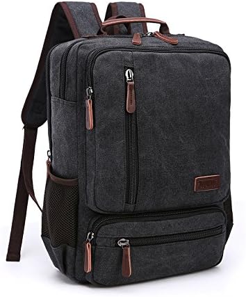 Jokovian Canvas Laptop Backpack / Vintage Rucksack for Men &amp; Women (Black)