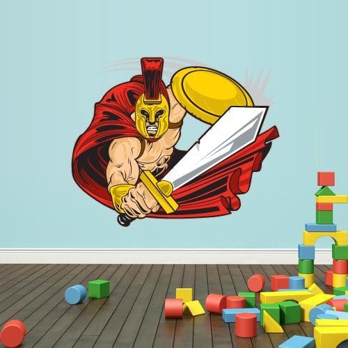 Color Wall Decal Mural Sticker Warrior Sparta Knight Sword Shield Kids Nursery Playing Room (Col12)