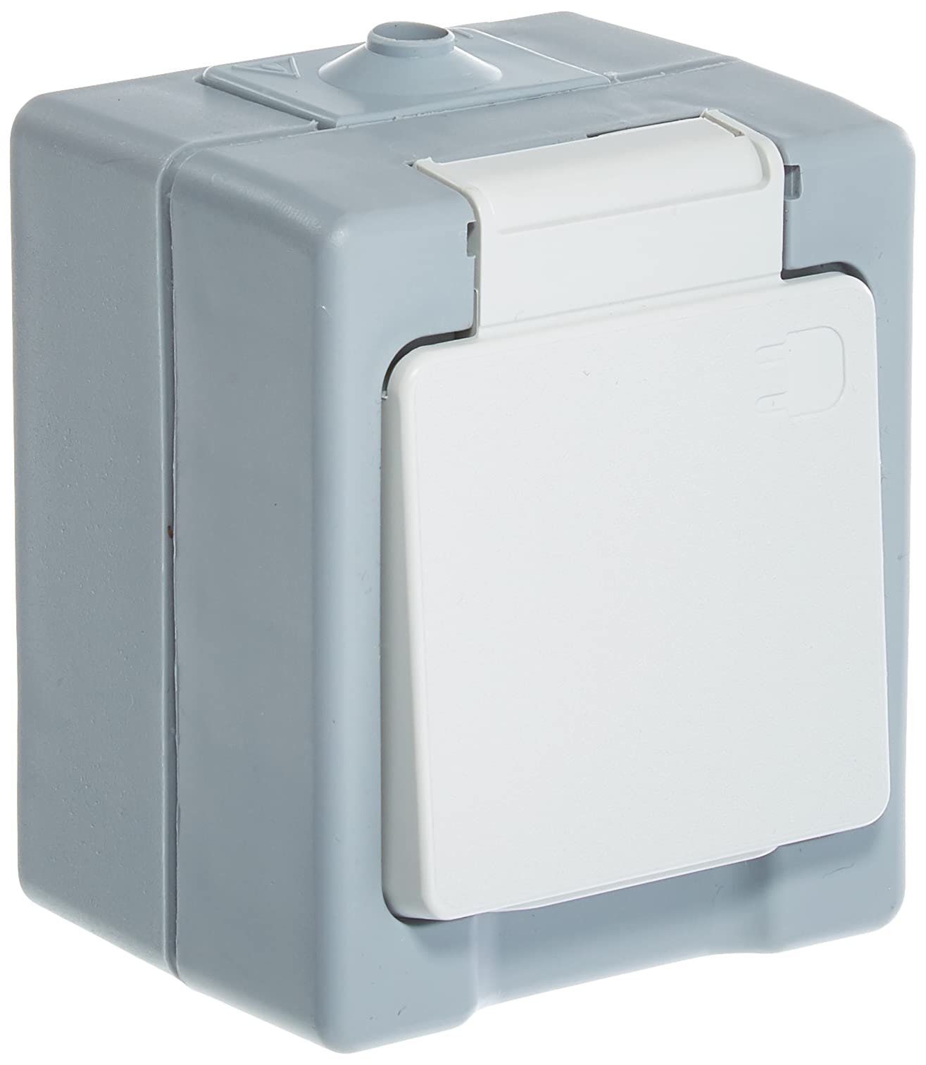 Schutzkontakt-Steckdose AP/FR, grau/weiss, Wandsteckdose Elektrische Steckdose
