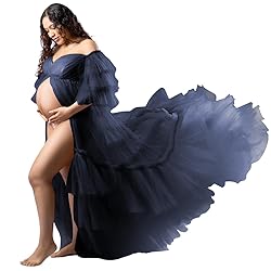Tianzhihe Fluffy Tulle Maternity Robe for