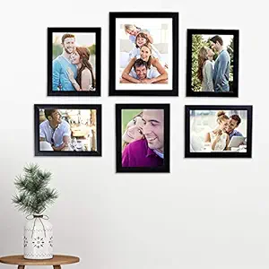 Art Street - Set of 6 Individual Black Wall Photo Frames Wall Hanging (Mix Size)(5 Units 6X8, 1 Unit 8X10 inch)|| Free Hanging Accessories Included ||