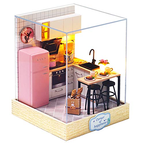 CUTEBEE Dollhouse Miniature with Furniture, DIY Dollhouse Kit Plus Dust Proof, 1:24 Scale Creative Room Idea(Taste of Life)