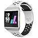 UMTELE Compatible for Fitbit Ionic Band, Two-Toned Perforated Strap Breathable Accessory Wristband with Quick Lock&Release Buckle Replacement for Fitbit Ionic Smart Watch, Large, White/Black