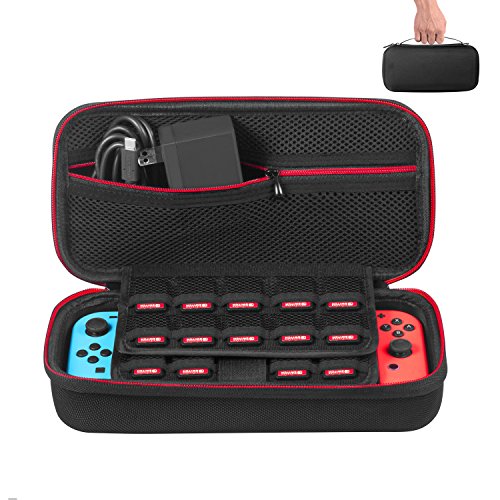 Carrying-Case-for-Nintendo-Switch-Keten-Switch-Case-with-19-Game-Cartridges-Upgraded-Protective-Portable-Hard-Shell-Carry-Case-Pouch-for-Nintendo-Console-Accessories-Black