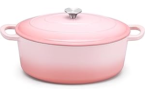 E-far 5QT Enameled Cast Iron Oval Dutch Oven Pot with Lid, Nonstick Dutch Oven with Dual Handles, Heavy-Duty Cookware for Sou