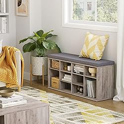 DINZI LVJ Shoe Storage Bench with Cushion, Cubby