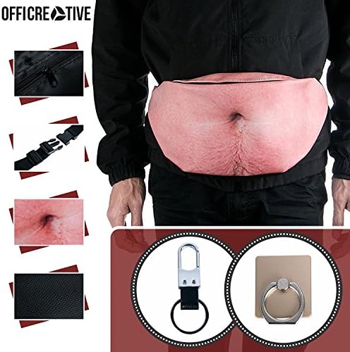 OffiCreative Funny Dad Belly Waist Bag & Pouch by Print, Adjustable Belt & Smooth Zipper | with Phone Holder & Key Chain as Gift